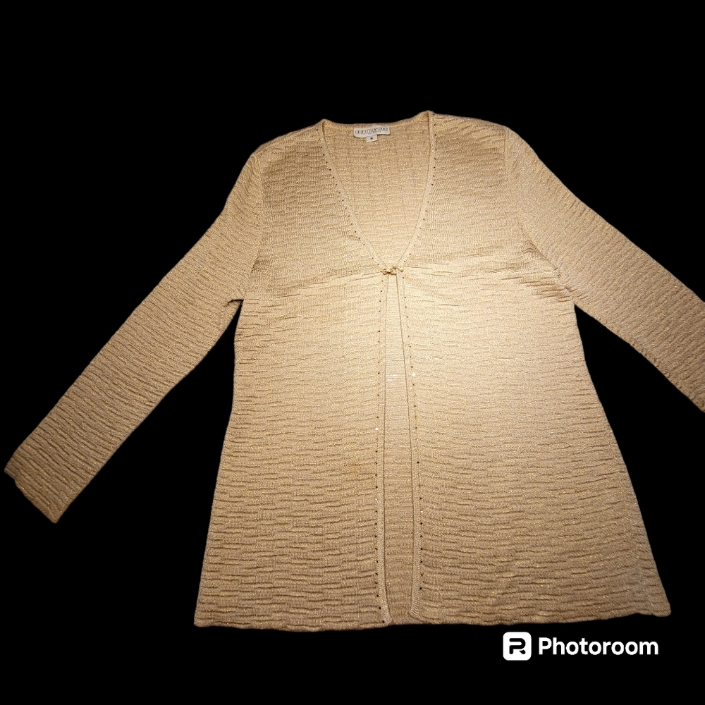ST JOHN Collection,KNIT METALLIC GOLD SWEATER SET